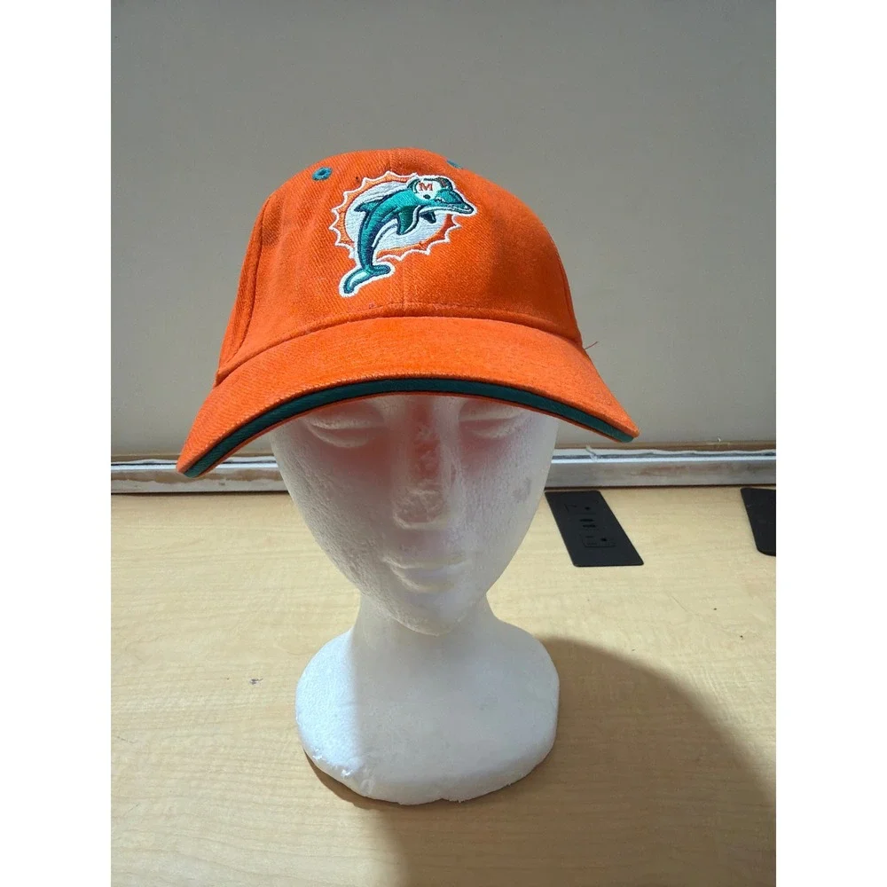 Miami Dolphins NFL Orange Adjustable Hat Baseball Cap Classic Logo Embroidered